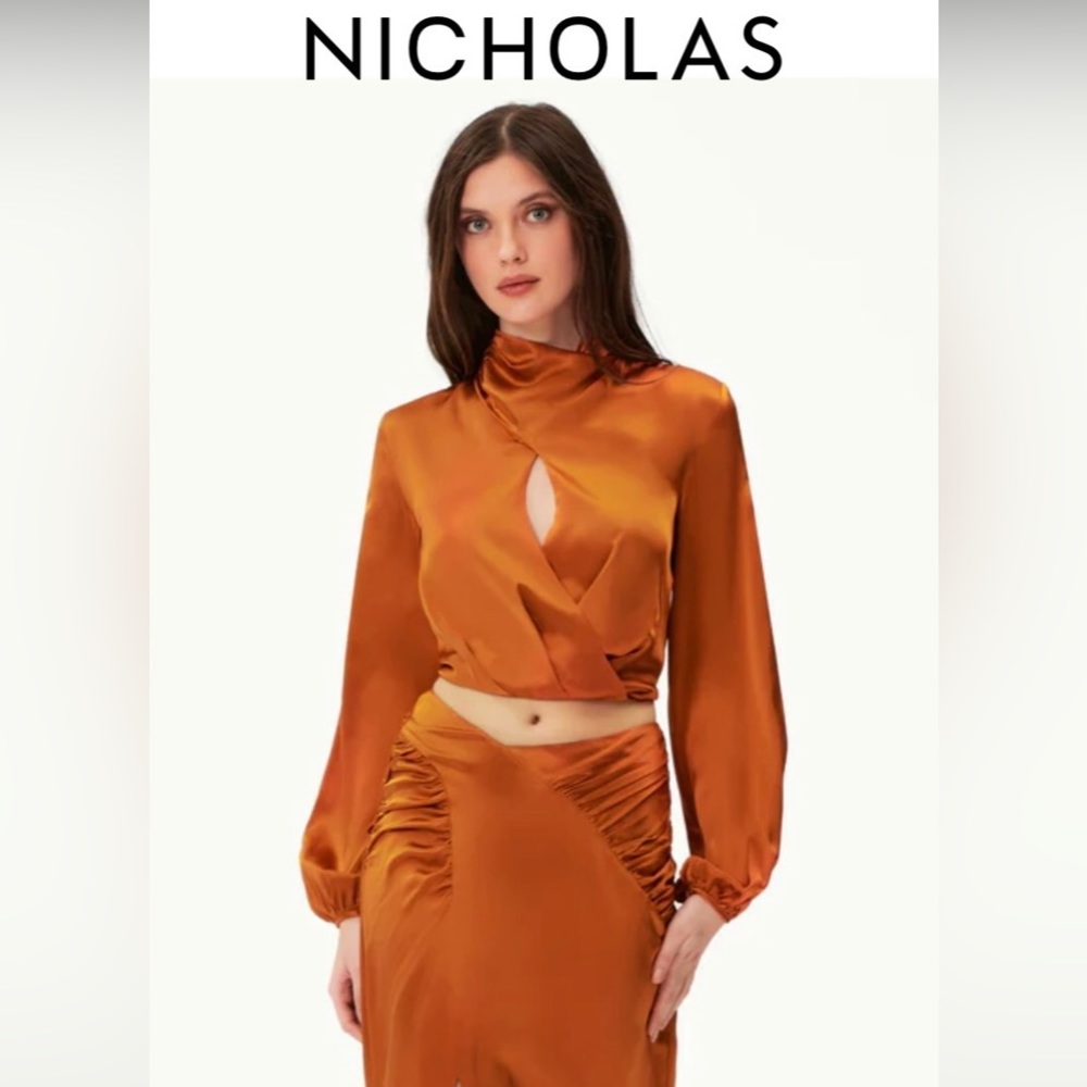 Nicholas Women's Orange Satin Top